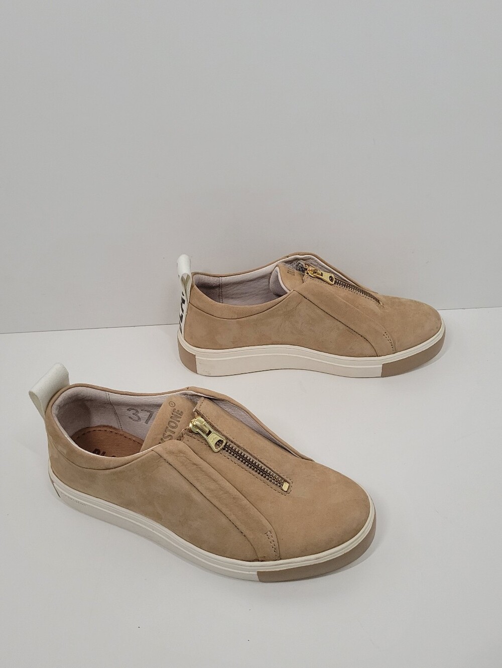Blackstone Tan Suede Leather Zip Platform Shoes Women Size 37 US 6.5